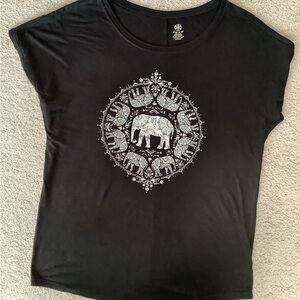GAIAM Black Tee with Elephant Graphic